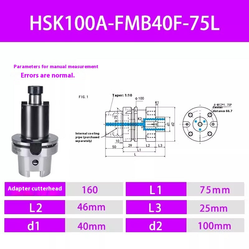 2100-HSK100A Face mill shank HSK A100 FMB22 27 32 40 60 Face internal cooled water type Shandong Denso Pricision Tools Co.,Ltd.